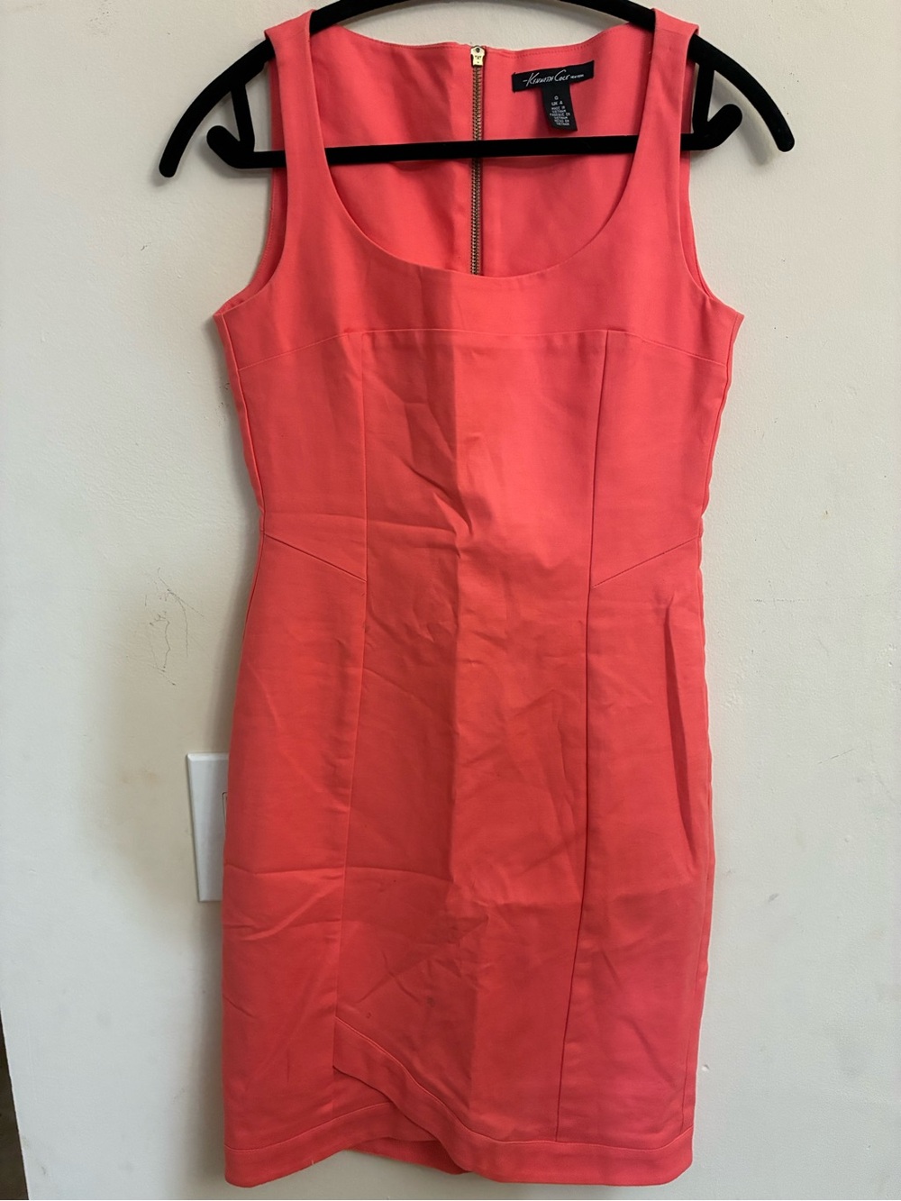 Kenneth Cole New York Coral Sheath Dress Size 0 Sleeveless Career